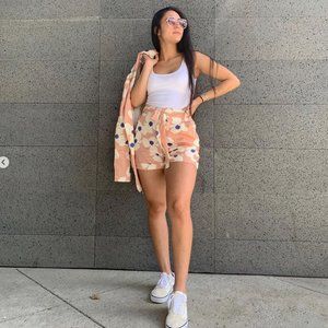 Fighting Eel / Ava Sky Linen Shorts Sadie, M - Rose Zinnia